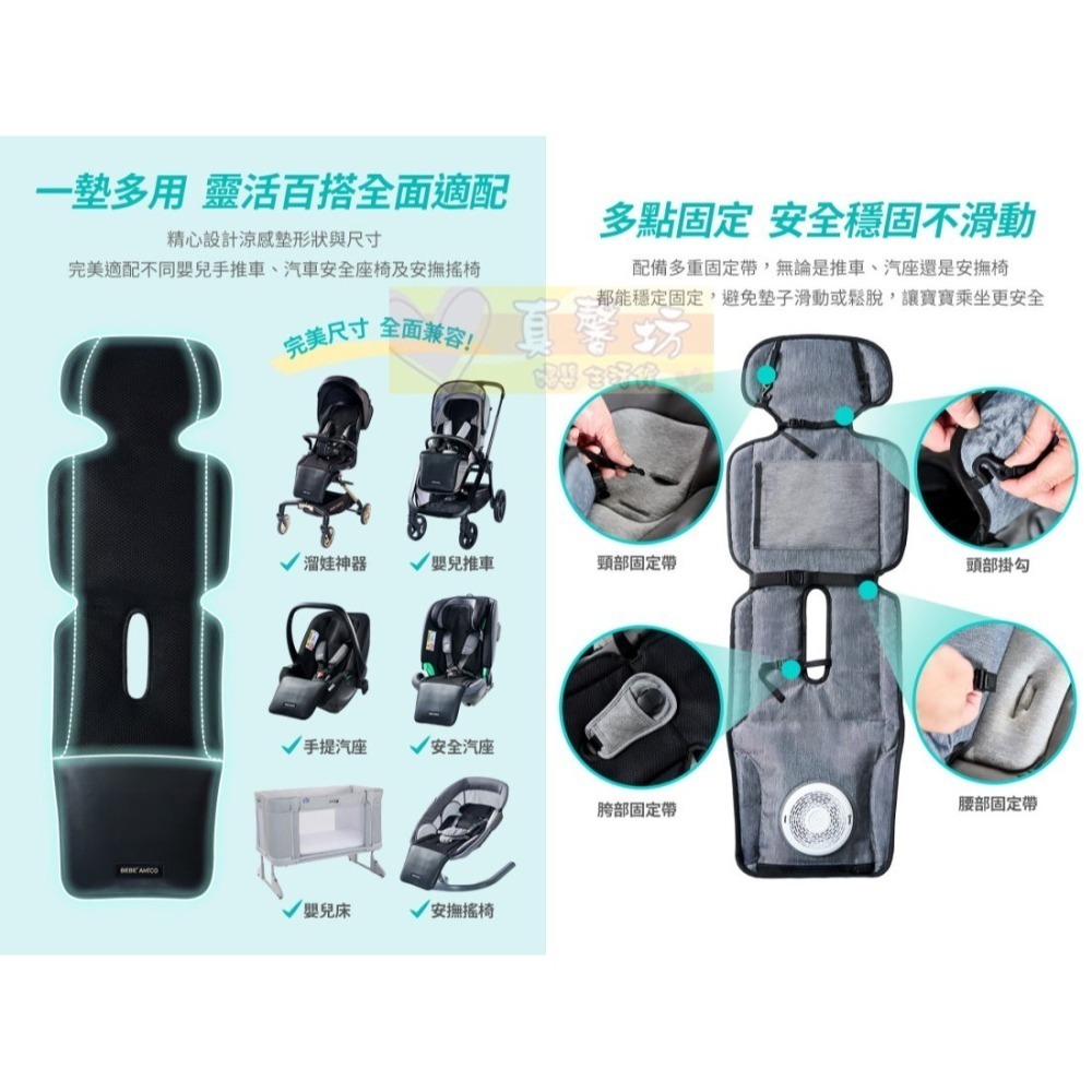 [買就送]BEBE＇ Amico 北極熊極地智能風扇涼感墊(曜黑/奶霜) - 涼感坐墊/風扇坐墊/汽車座椅配件-細節圖7