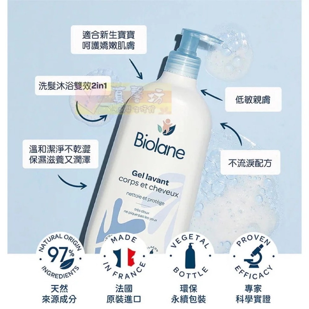 法貝兒Biolane 體驗瓶(溫和洗沐雙潔露/溫和潔髮露/保濕乳液/全效護膚膏/液態爽身/AD舒益膚) -天然來源成分-細節圖5