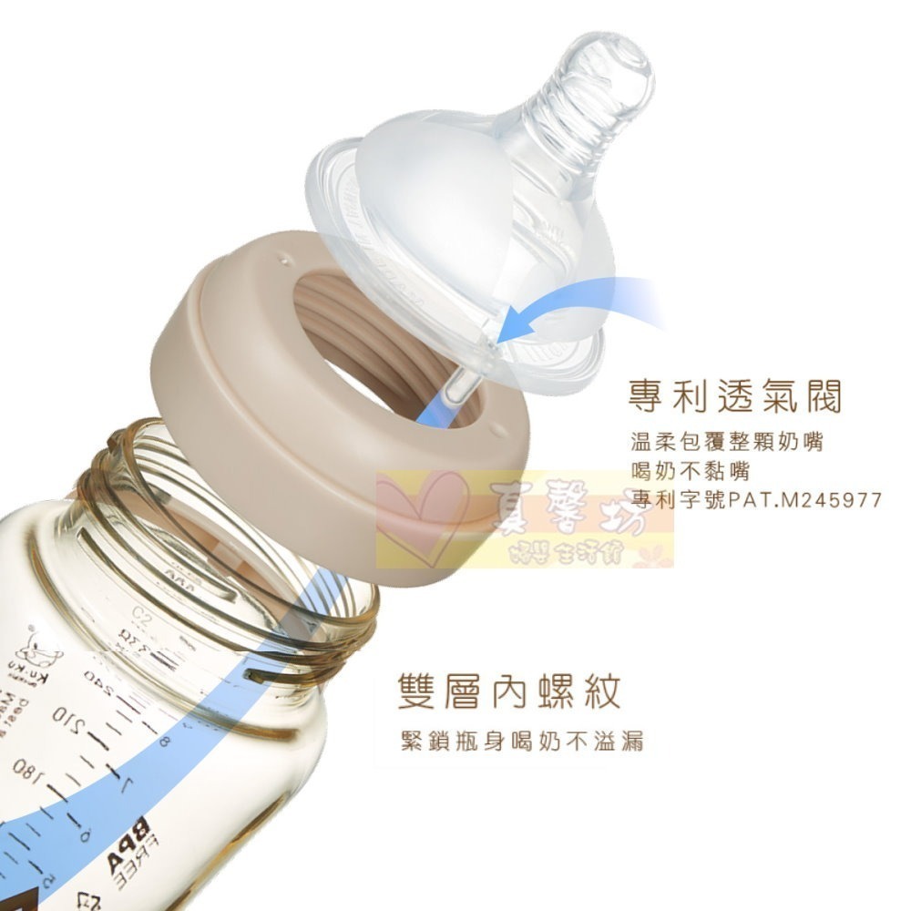 酷咕鴨ku.ku 純真之瞳寬口PPSU奶瓶(240ml/300ml/成長奶瓶300ml) - kuku/奶瓶-細節圖6