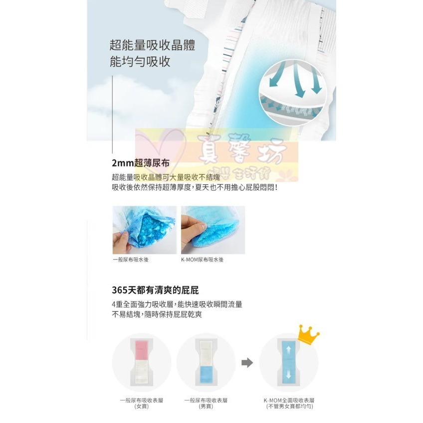 [箱購免運]韓國MOTHER-K K-MOM 頂級超薄瞬吸紙尿布(箱購) ⚠版型偏小 - KMOM/兒童尿布/尿布-細節圖6