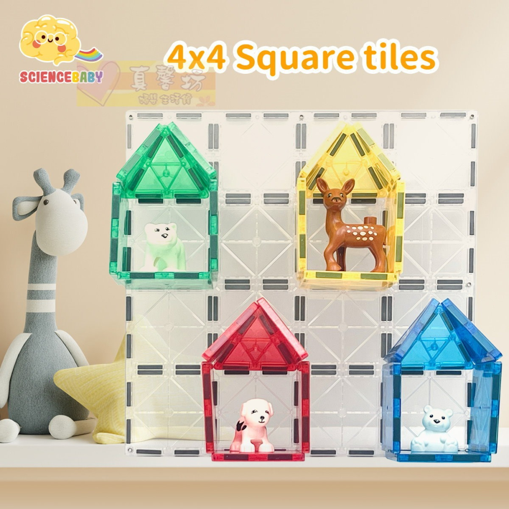 ScienceBaby 磁力片(恐龍樂園/摩天輪組/道路建築師/電動軌道車/4x4正方大底版) - 磁力積木/積木玩具-細節圖7