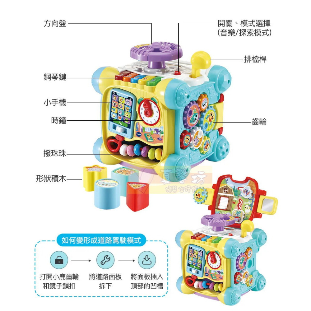 英國Vtech 6合1方向盤探索學習寶盒 (適用9個月以上) - 百寶箱/學習盒/多面體玩具-細節圖4
