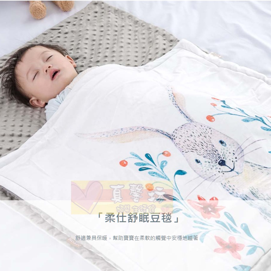柔仕Roaze 舒眠豆毯(薄款) 叢林奇遇記/耶誕白熊/機靈玉兔/溫和熊寶/優雅花鹿/神秘赤狐 - 豆豆毯/嬰兒被-細節圖2