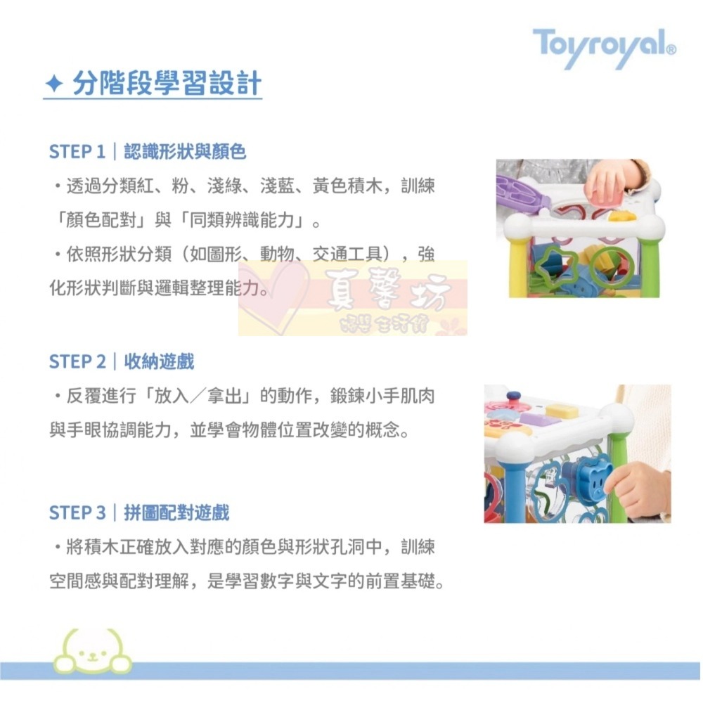 樂雅玩具Toyroyal 觀察力UP積木六面盒 - 嬰兒玩具/五感統合/聲光玩具-細節圖4