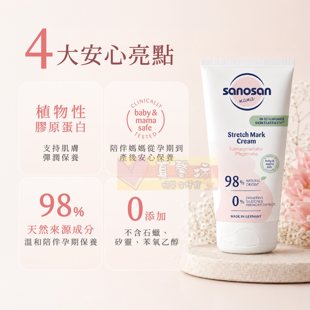 德國珊諾sanosan S孕光 膠原彈力抗紋霜175ml -  肌膚彈性/緊緻肌膚/孕期保養/媽媽保養/ S孕光系列-細節圖7