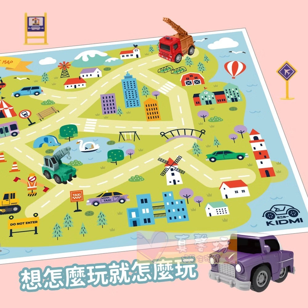 KIDMI小汽車 夢想車庫大禮盒-合金車迴力車12入(附貨櫃場景遊戲組+城市地圖&配件) - 玩具車/玩具禮盒-細節圖7