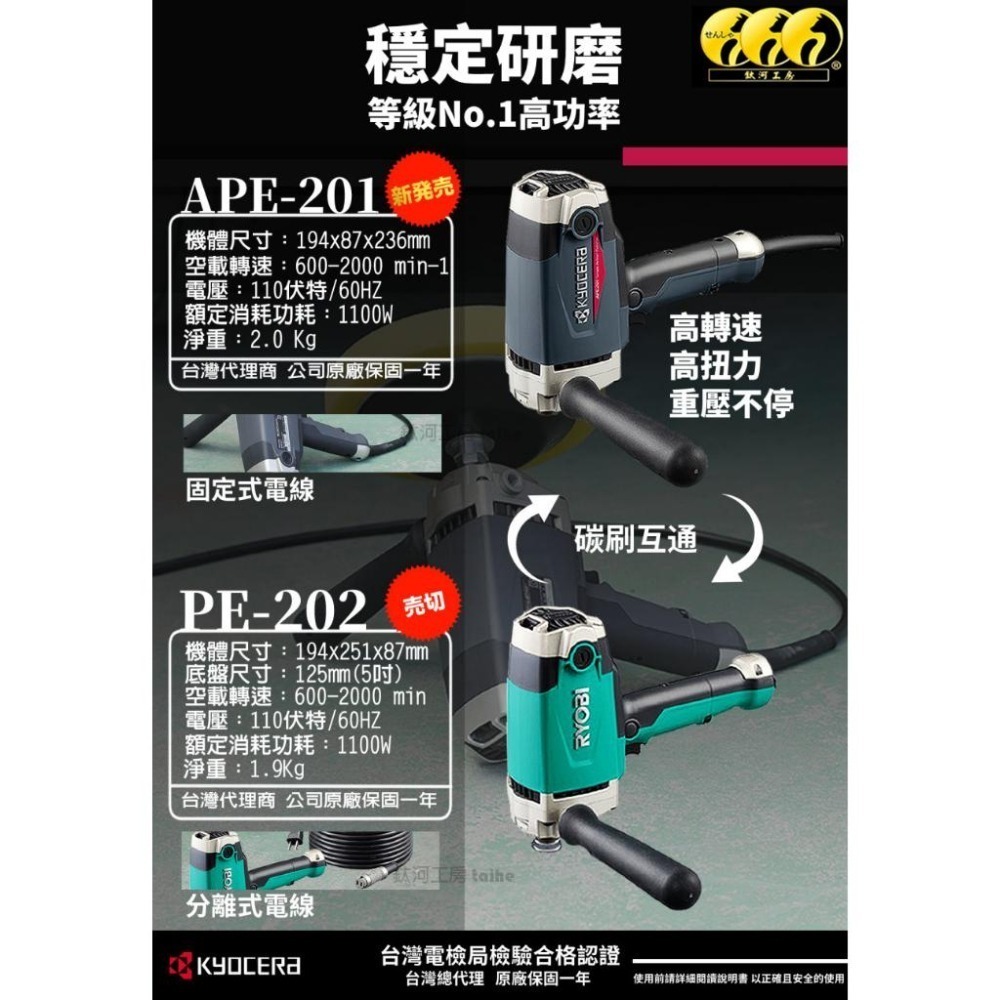 鈦河工坊 台灣總經銷 APE-201 研磨機PE-202 打蠟機 研磨機 RYOBI京瓷 RPEG132 PEG132-細節圖2