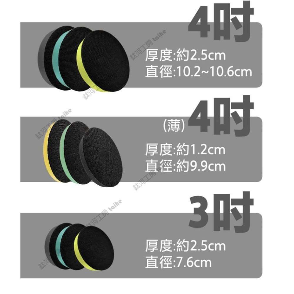 鈦河工坊 氣動海綿 台製 3吋4吋4.5吋5吋5.5吋6吋 魔鬼氈黏扣式海棉 打蠟綿氣動棉車漆拋光棉汽車美容DIY-細節圖4
