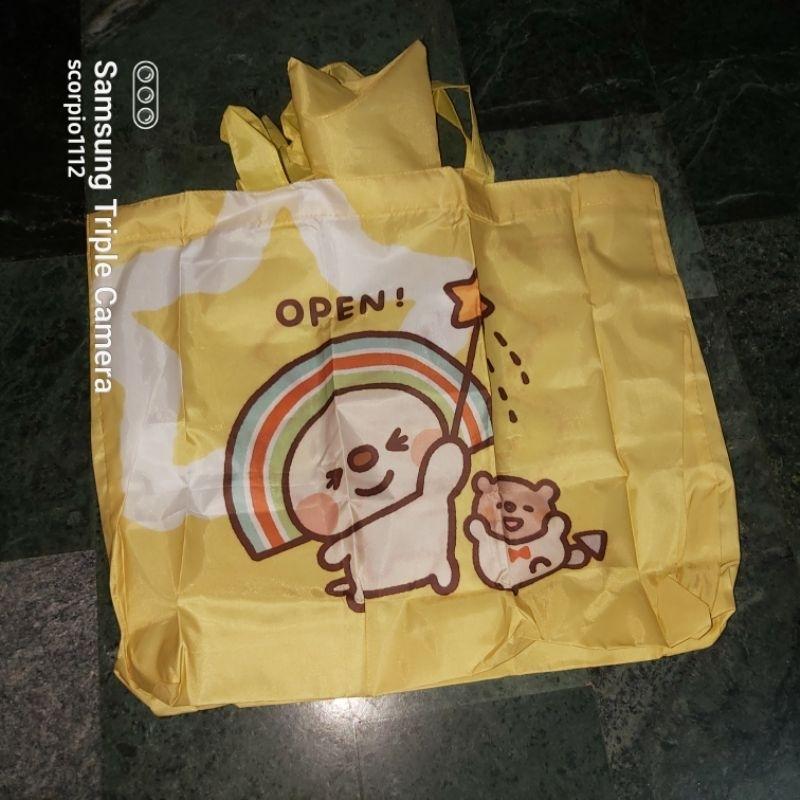 卡娜赫拉 open將 lock醬 摺疊購物袋 please美眉 小桃 黃色 藍色-細節圖2