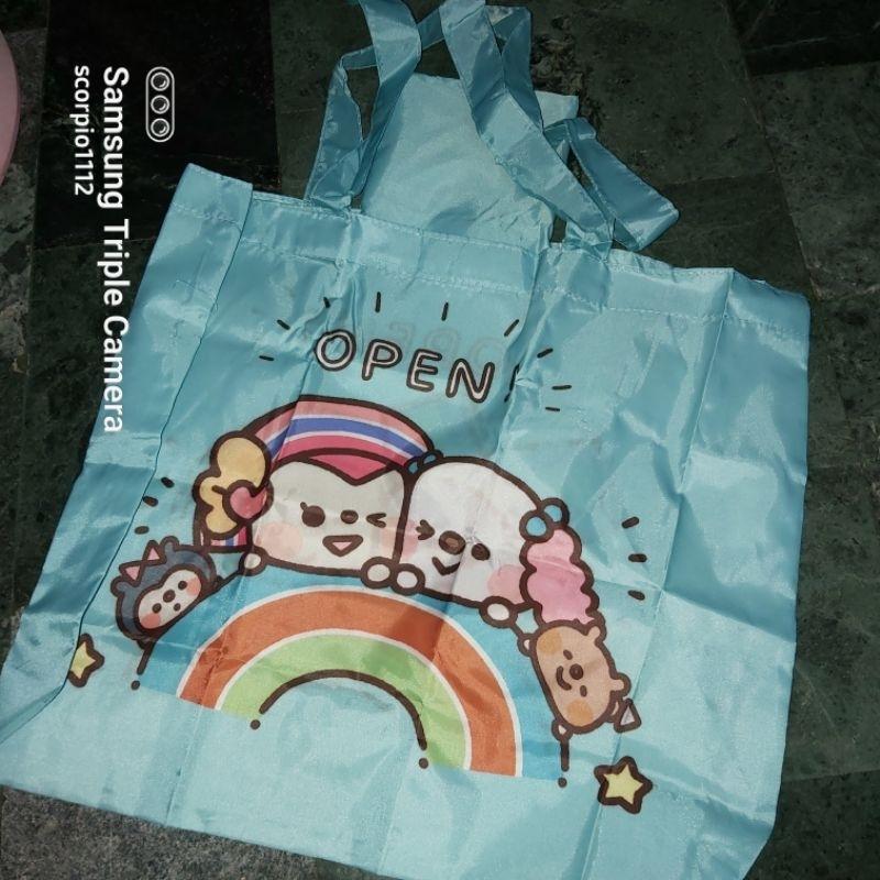 卡娜赫拉 open將 lock醬 摺疊購物袋 please美眉 小桃 黃色 藍色-細節圖3