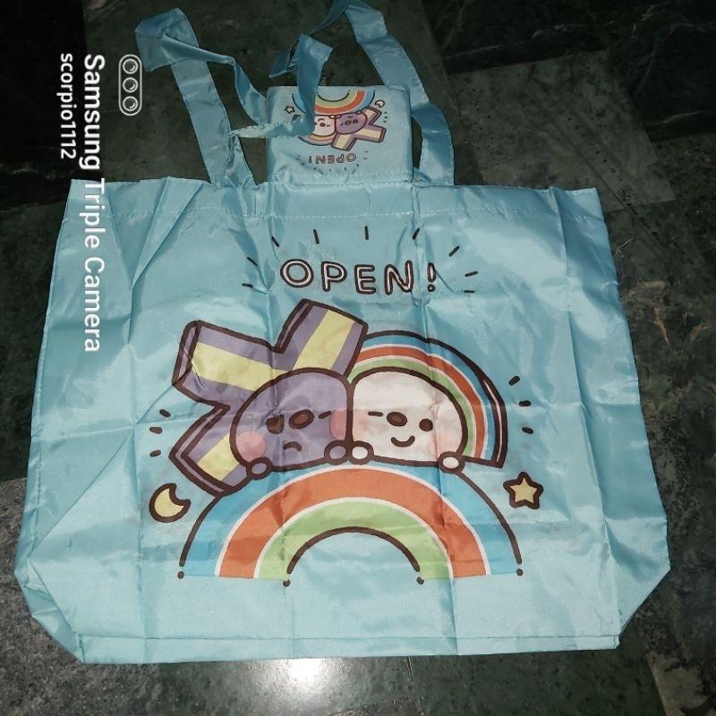 卡娜赫拉 open將 lock醬 摺疊購物袋 please美眉 小桃 黃色 藍色-細節圖4