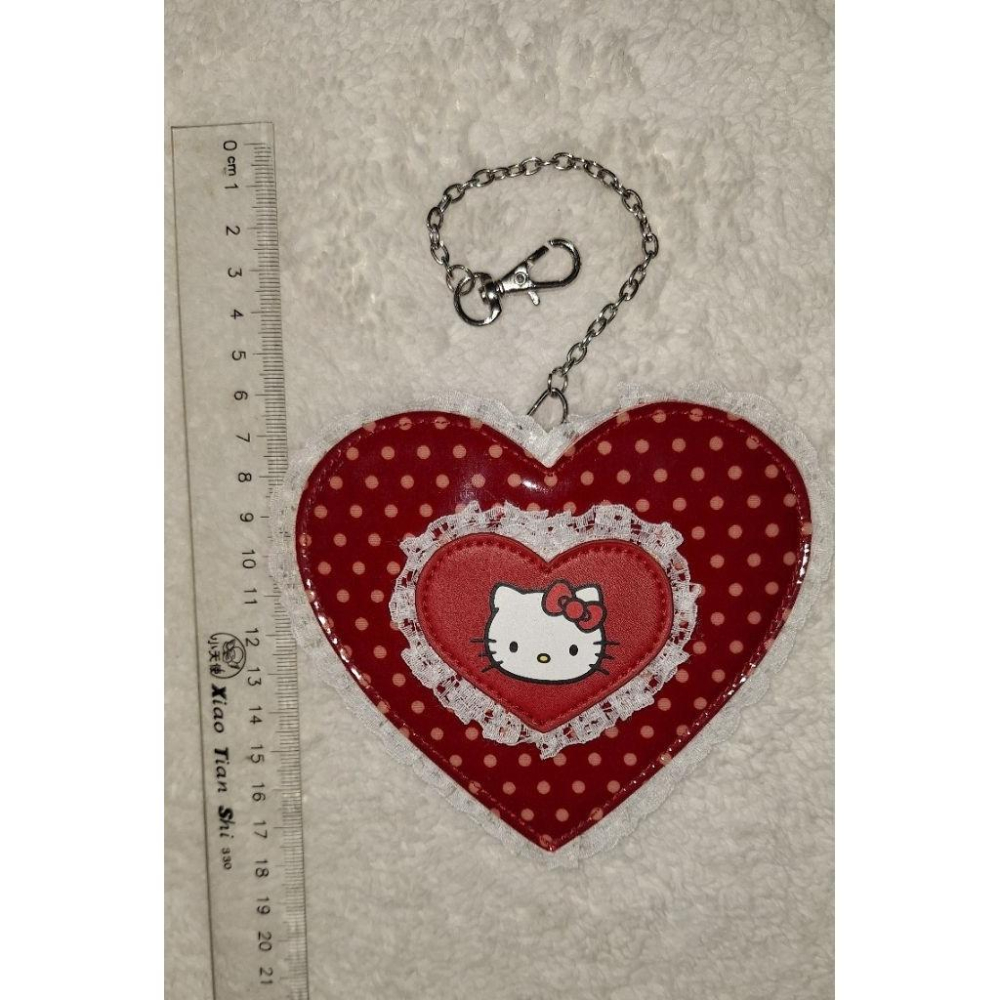 2011年 hello kitty 愛心蕾絲 卡套 卡包 紅色 粉紅色 正版 三麗鷗 sanrio 凱蒂貓-細節圖3