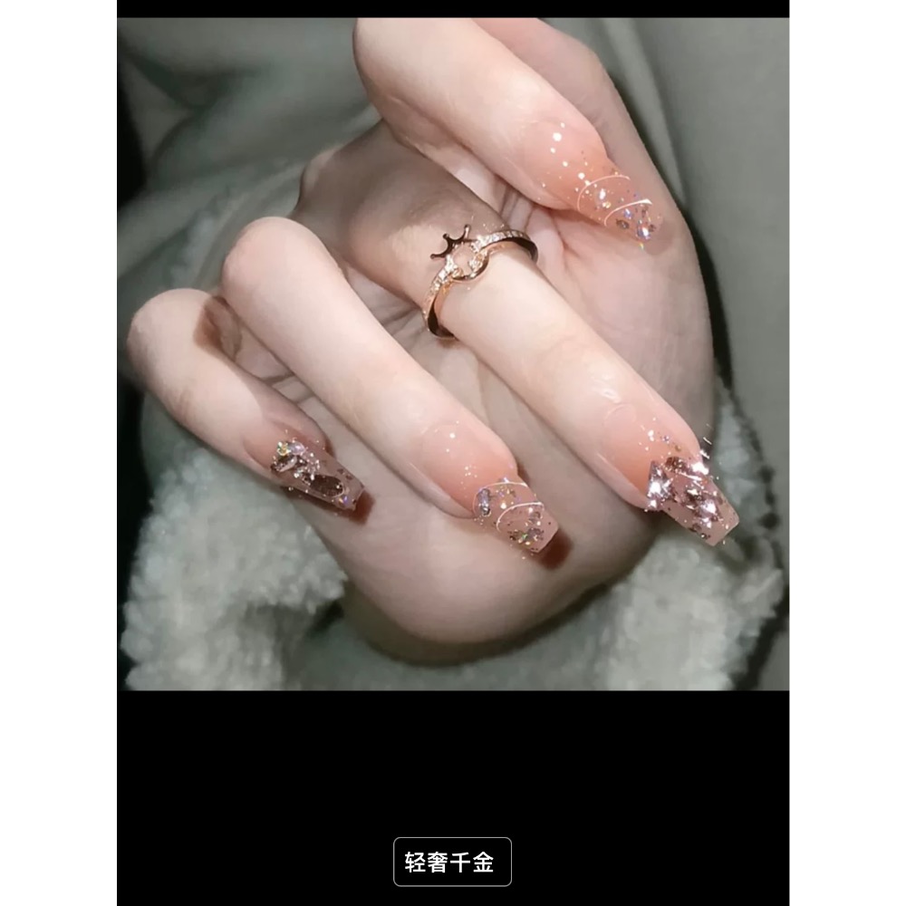 千金穿戴甲轻奢高级感新娘结婚指甲贴片2023新款婚纱照美甲片成品-細節圖3