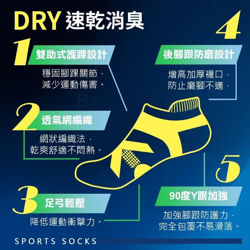 MIT速乾消臭輕壓足弓運動襪(6雙一組)-細節圖2