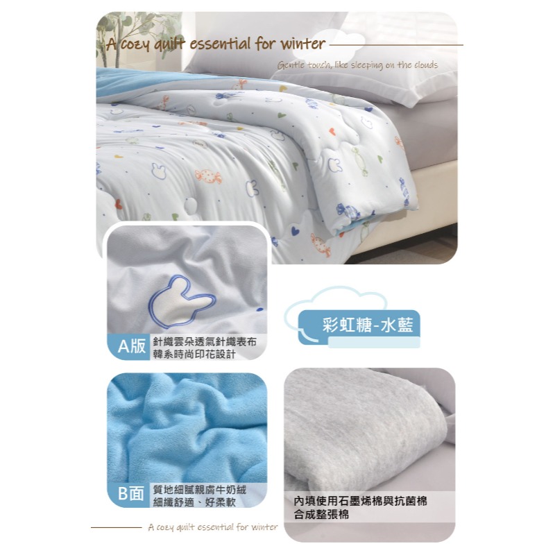 石墨烯可水洗牛奶絨針織雲朵抗菌被150*200cm-細節圖2