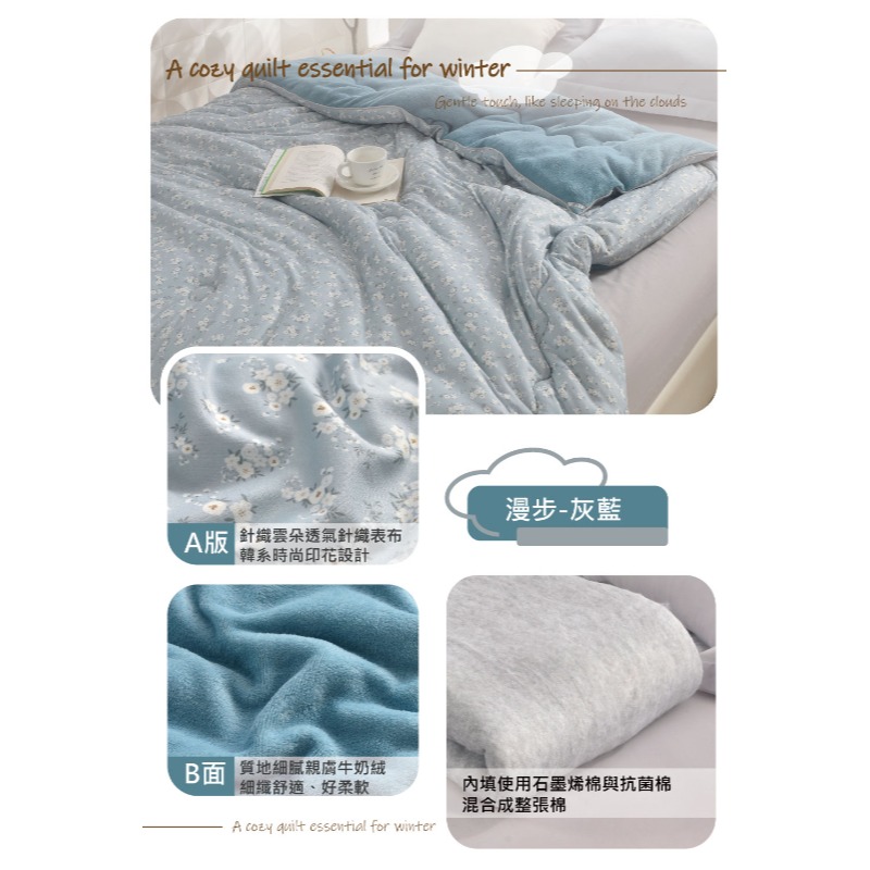 石墨烯可水洗牛奶絨針織雲朵抗菌被150*200cm-細節圖4