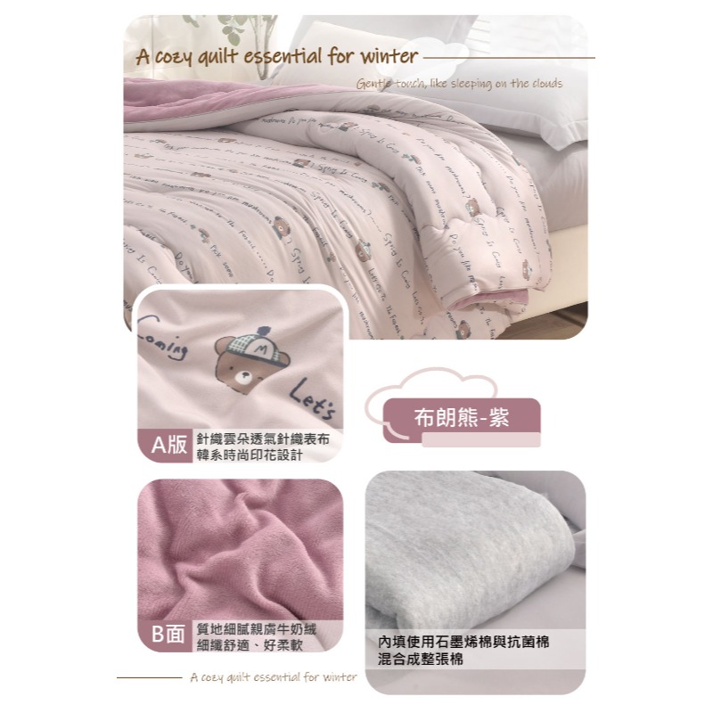 石墨烯可水洗牛奶絨針織雲朵抗菌被150*200cm-細節圖7