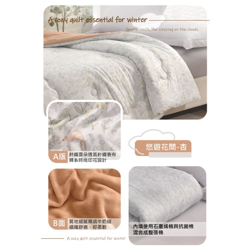 石墨烯可水洗牛奶絨針織雲朵抗菌被150*200cm-細節圖8
