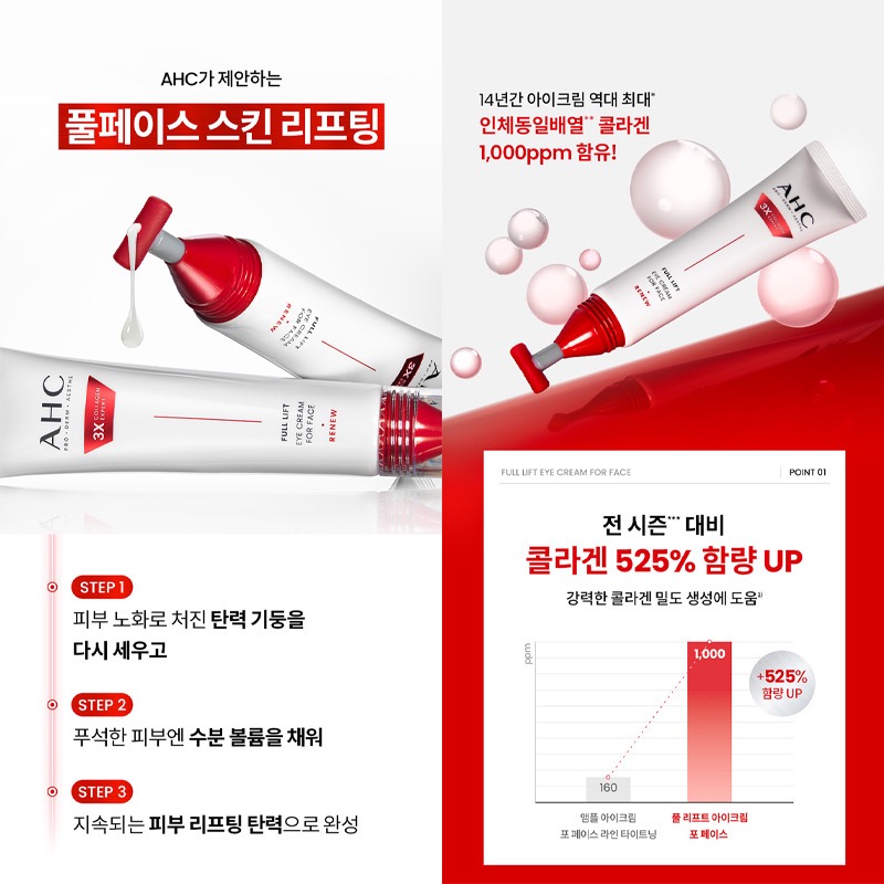 韓國 AHC 3X Collagen Expert 全臉按摩緊緻眼霜 40mL-細節圖7