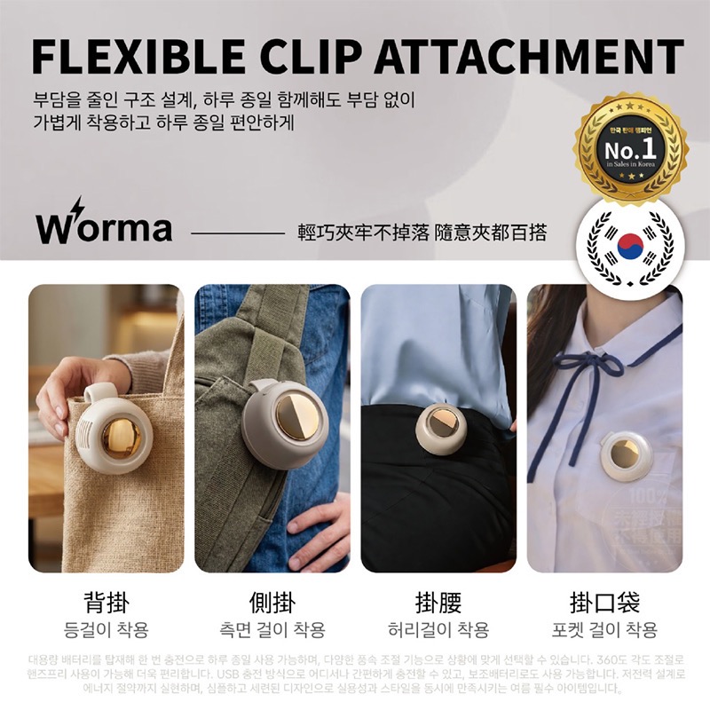 Worma®獨家高訂 二合一隨身小涼伴 懶人便攜隨身空調扇-細節圖6