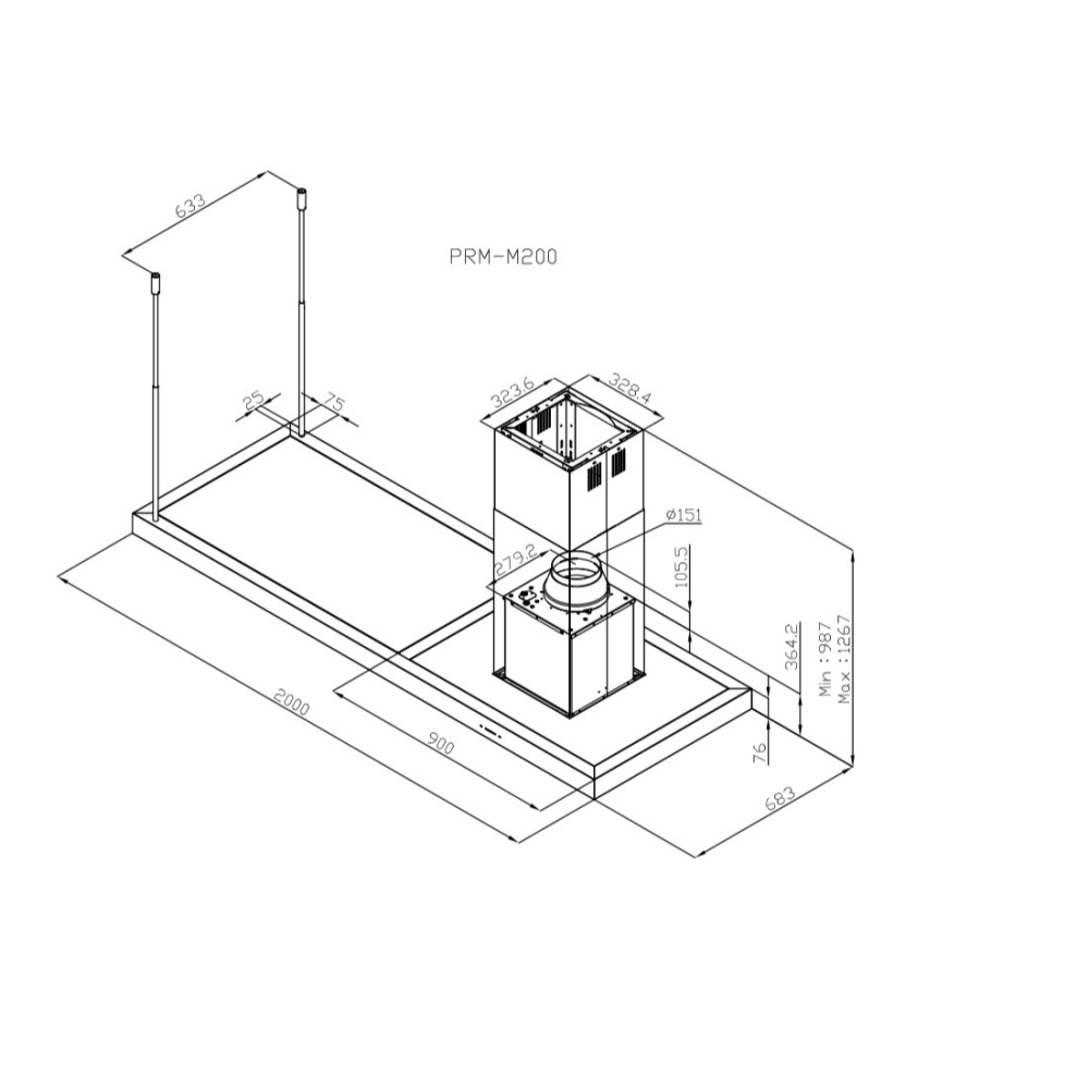 【直接殺價】小時候電器【刷卡分6期】PRM-M200AS 中島式 倒T油煙機 【訂製品下單後75天】-細節圖7