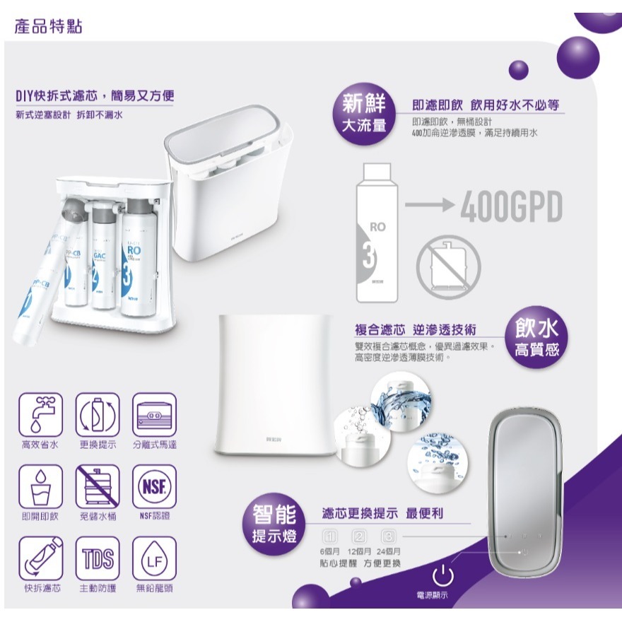 【歡迎詢問】小時候電器~【現金請殺價】賀眾牌UR-5902JW-1 無桶式RO逆滲透淨水器-細節圖5
