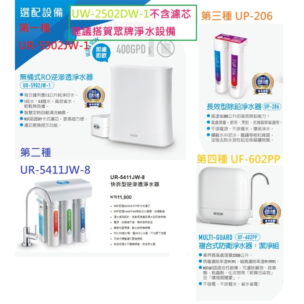 【歡迎詢問】小時候電器~【現金請殺價】賀眾牌UW-2502DW-1 廚下型冰熱飲水機(本機不含淨水器，請注意)-細節圖8