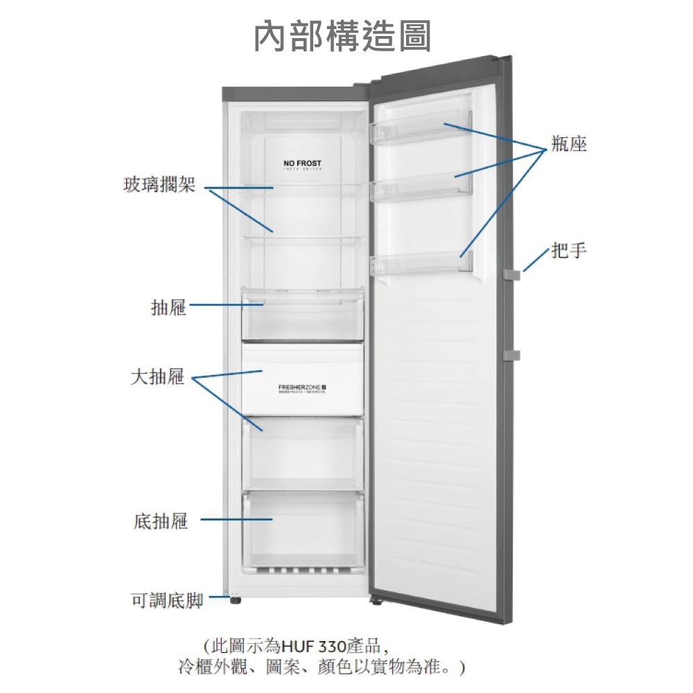 【請殺價】【協助申請退稅補助+汰舊換新】【小時候電器】Haier海爾 一級效能直立單門無霜冷凍冷藏櫃 HUF-330-細節圖7