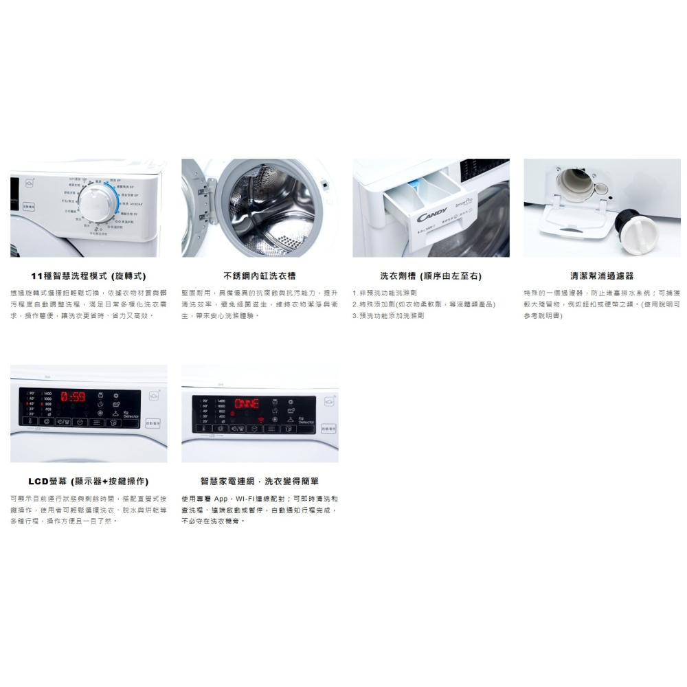 【來殺價！】小時候電器 CANDY 三機一體洗脫烘 CBUW 4854TWMZ-04-細節圖4