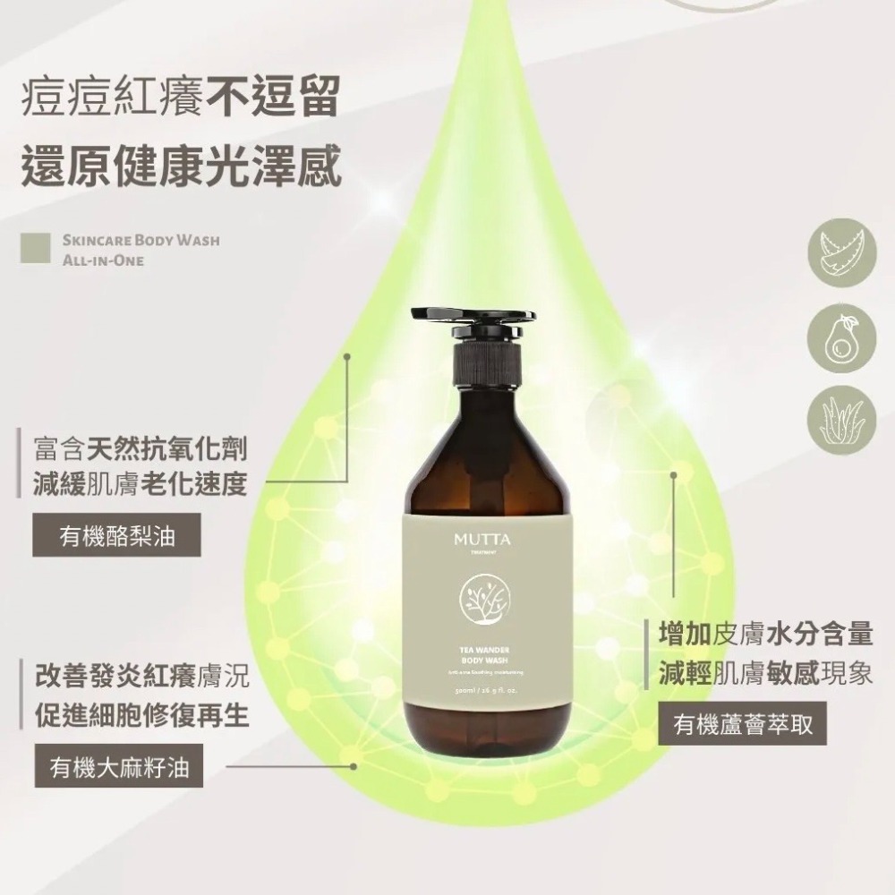 🔥新品免運｜沐塔Mutta <茶尋漫步>淨痘舒敏沐浴露 500ml 沐塔沐浴露 沐塔沐浴乳 淨痘沐浴露-細節圖4