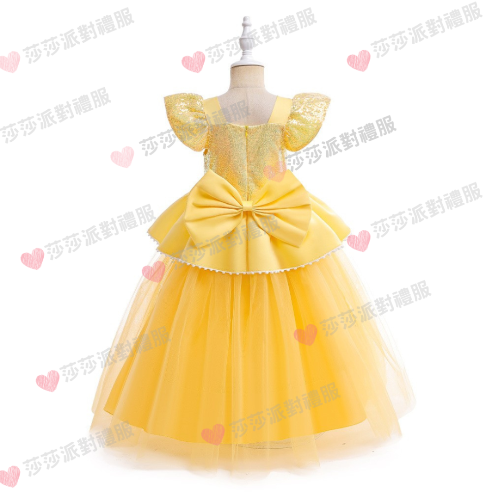 台灣現貨 貝兒公主 美女與野獸 萬聖節 兒童造型服飾 角色扮演cosplay 貝兒 Belle 兒童生日禮服 畢業禮服-細節圖3