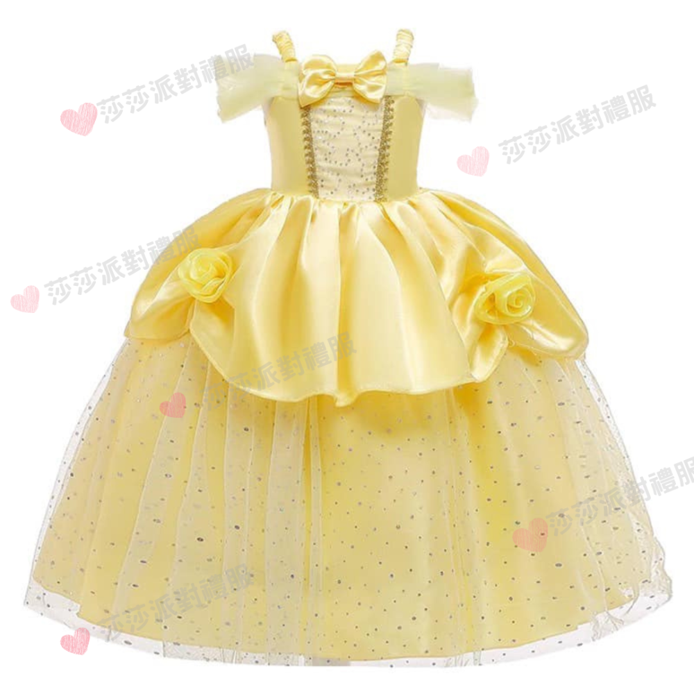 台灣現貨 貝兒公主 美女與野獸 萬聖節 兒童造型服飾 角色扮演cosplay 貝兒 Belle 兒童生日禮服 畢業禮服-規格圖3