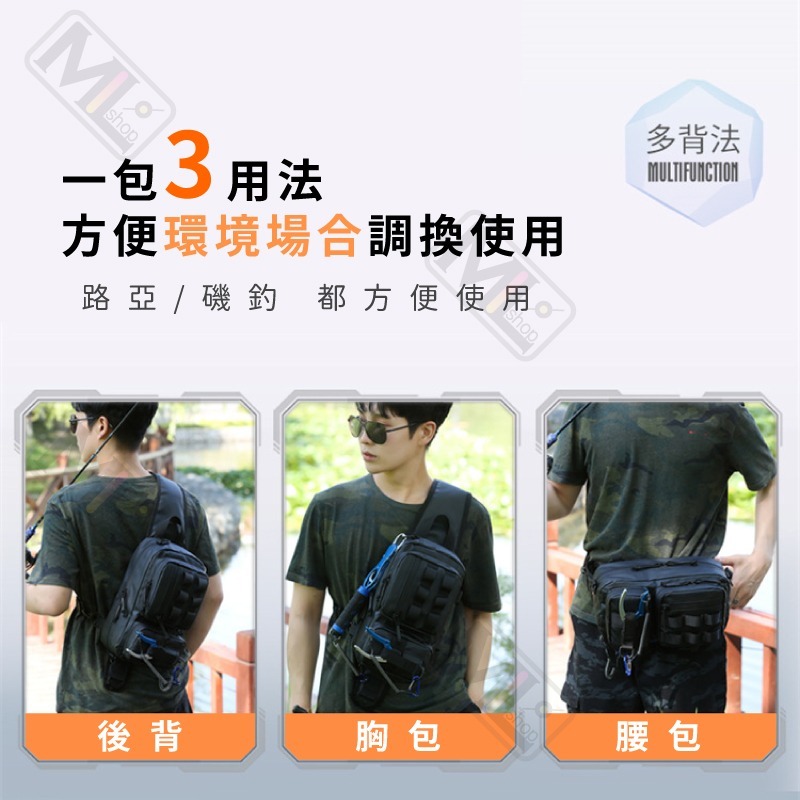多功能路亞背包 釣魚包 釣具包 【台灣現貨賣家】肩背包 單肩包 腰包 戶外包 胸包 男包 魔法巷-細節圖4