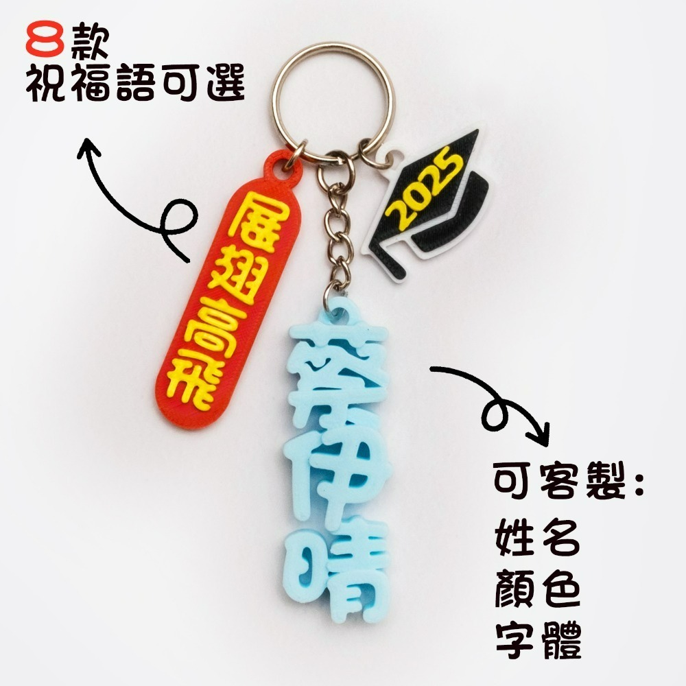 3D列印 客製化鑰匙圈 畢業禮物 滿滿的心意 特別又實用 專屬的禮物 紀念品 禮品-規格圖5