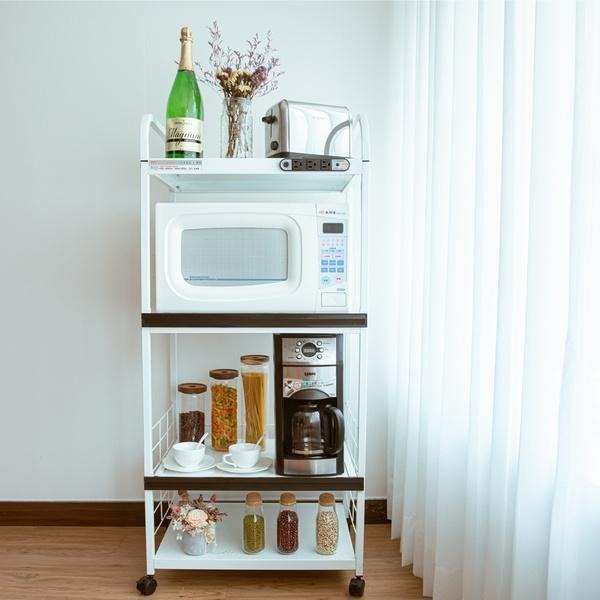 (宅配免運)S002《愛樂美》附插座2拉板4層電器收納架 置物架 層架 A-124-4 (新四代插座)-細節圖2