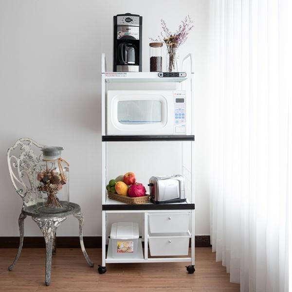 (宅配免運)S005《愛樂美》附插座2拉板2抽屜米桶4層電器收納架 置物架 層架 A-12402-4 (新四代插座)-細節圖2