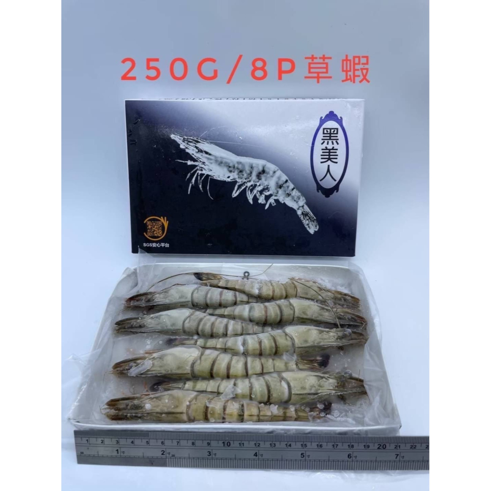 F100 越南黑美人8P草蝦（黑虎蝦）(淨重250克)-細節圖4