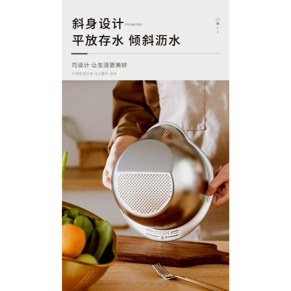 A084 【一盆多用高級不鏽鋼瀝水盆*2組】-細節圖2