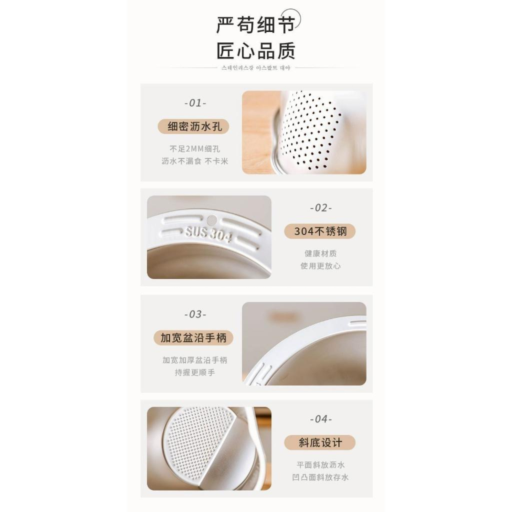 A084 【一盆多用高級不鏽鋼瀝水盆*2組】-細節圖5