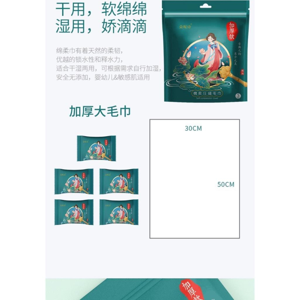 A004 【太厚駕到增厚攜帶型壓縮毛巾5入裝*8組】-細節圖8