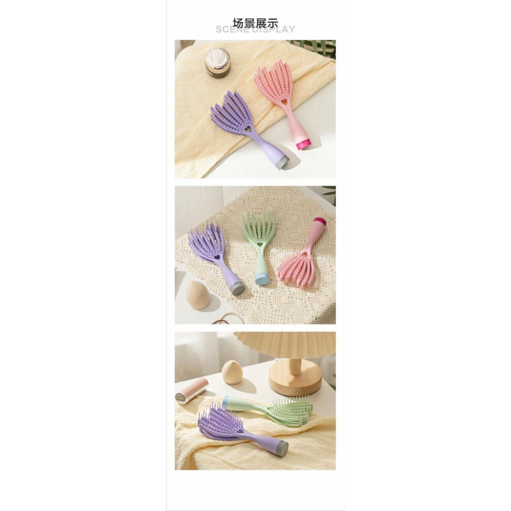 A033【便攜式帶手把鏡子彈性蓬鬆梳*2組】-細節圖8