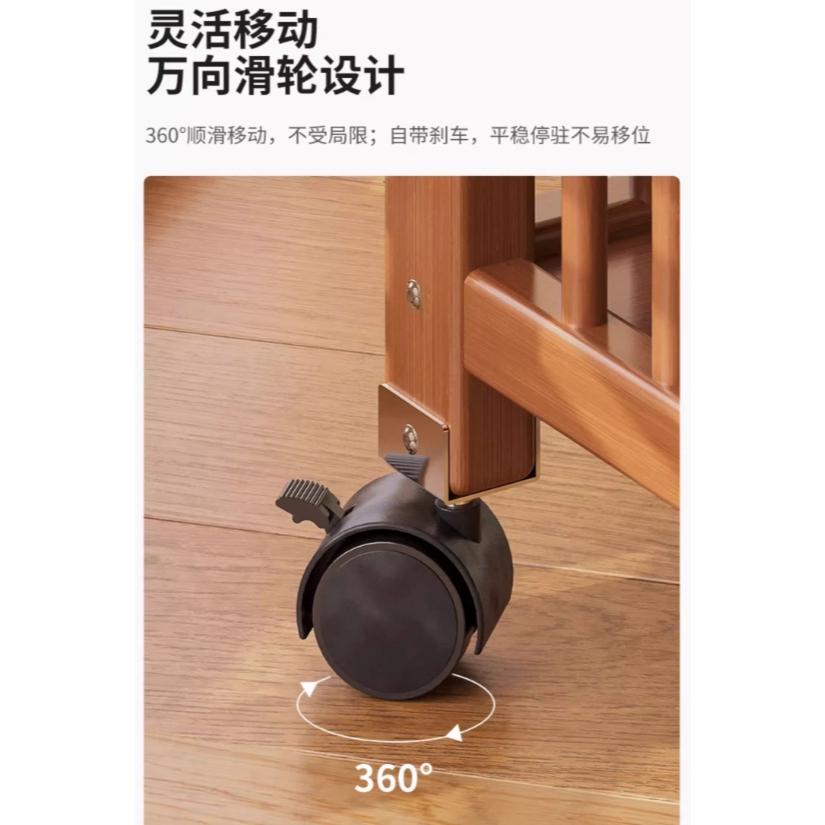 A378 原木收納三層置物推車-限宅配-細節圖8