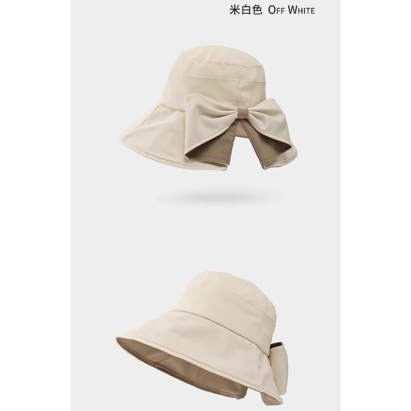 A308 赫本風蝴蝶結遮陽防曬漁夫帽（缺色隨機）-細節圖2