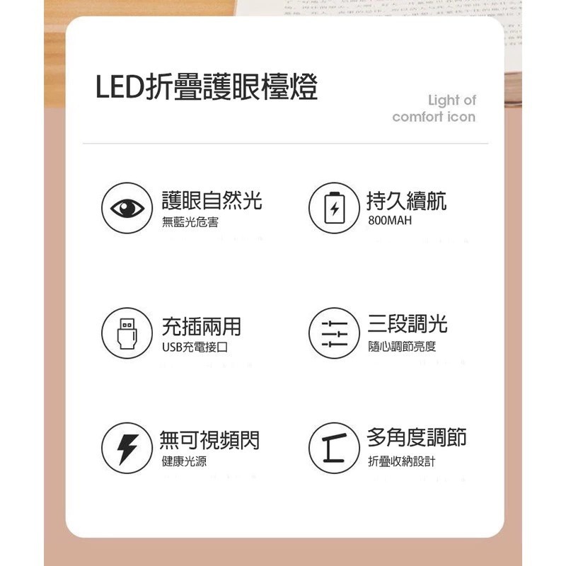 LACOSDINOE 洛克斯迪諾 LED折疊 護眼 檯燈 精美盒裝 KH-D688AW 護眼檯燈 桌燈 讀書 寫字-細節圖8