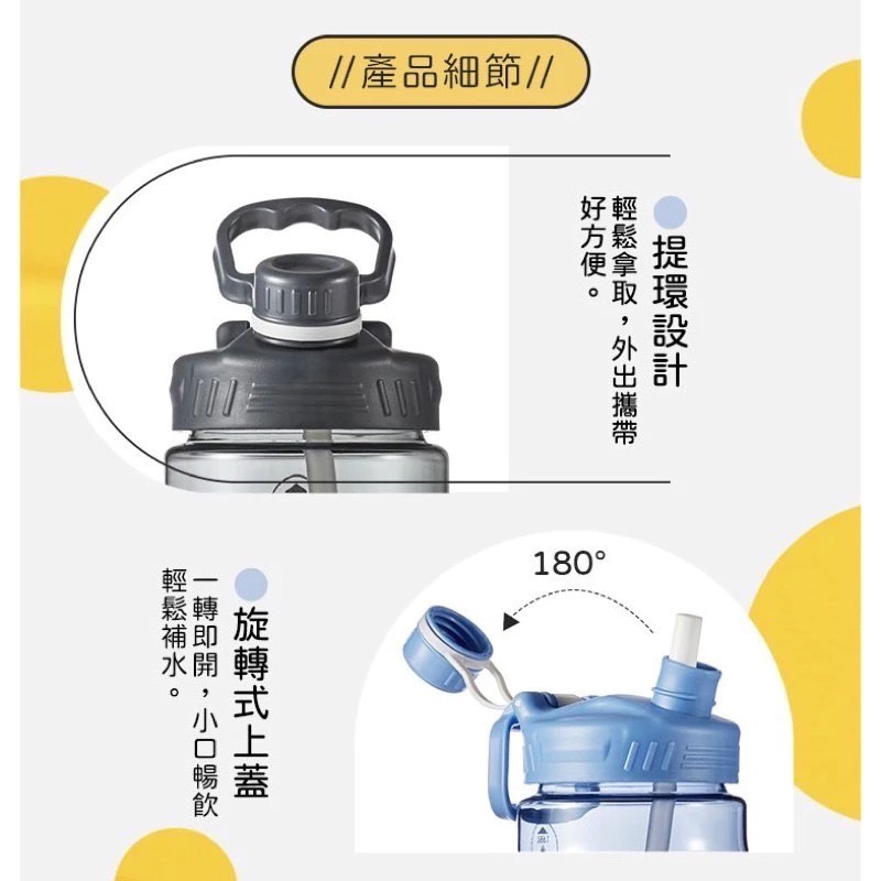 全新 BLACK HAMMER Drink me 大容量吸管運動水壺 1650ml-綠 水壺 水瓶-細節圖4