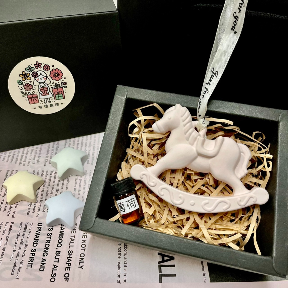 【有禮無理】鏡面木馬擴香石禮盒 馬卡龍色旋轉木馬吊牌香氛石 緞帶吊牌車用擴香石 擴香擺飾 送禮首選 婚禮小物 台灣賣家-細節圖11