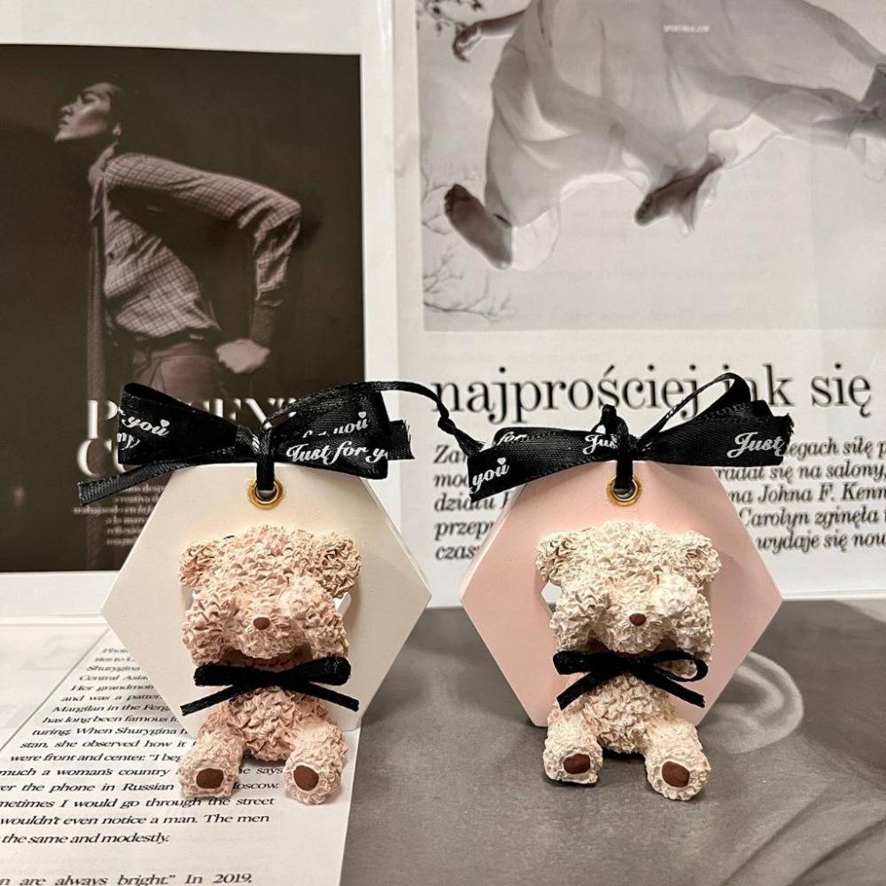 【有禮無理】害羞遮臉泰迪熊擴香石掛牌 泰迪熊車用擴香石 擴香擺飾 薰香石 送禮首選 台灣賣家 婚禮小物-細節圖2