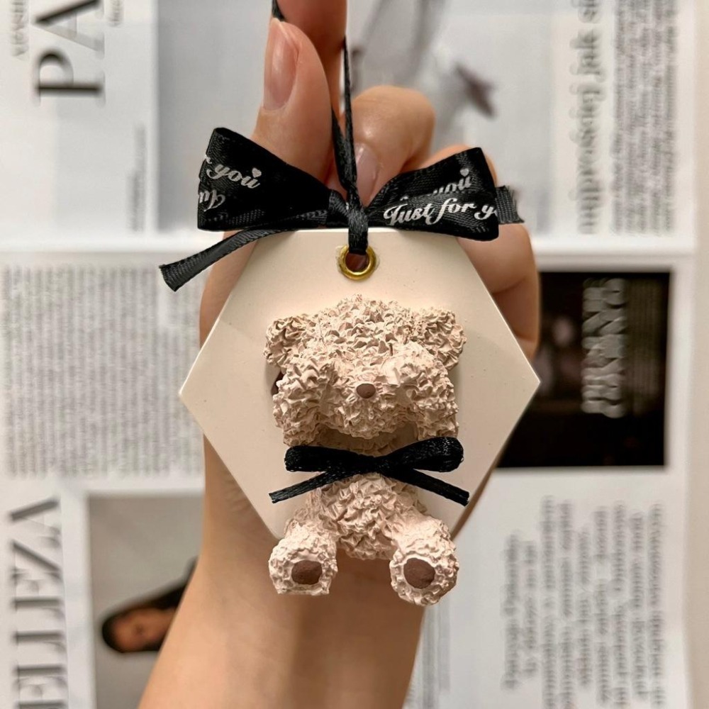 【有禮無理】害羞遮臉泰迪熊擴香石掛牌 泰迪熊車用擴香石 擴香擺飾 薰香石 送禮首選 台灣賣家 婚禮小物-細節圖4