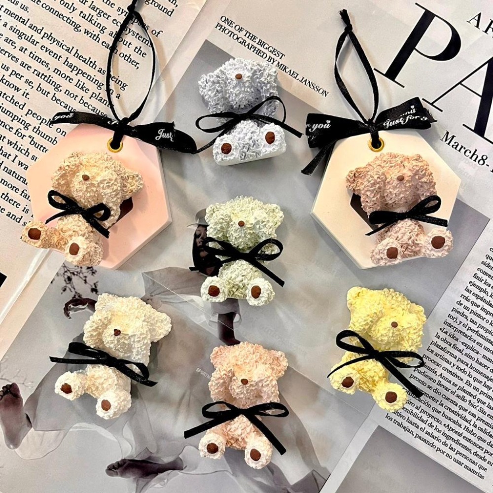 【有禮無理】害羞遮臉泰迪熊擴香石掛牌 泰迪熊車用擴香石 擴香擺飾 薰香石 送禮首選 台灣賣家 婚禮小物-細節圖7