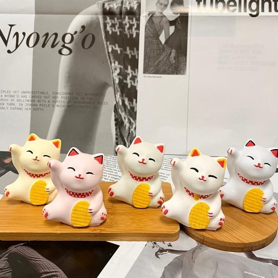 【有禮無理】🔥買招財貓送龍年鑰匙圈 金元寶錢幣五色招財貓擴香石 新年迎春招財貓香氛石 贈底座 擴香擺飾 薰香石 送禮首選-細節圖4